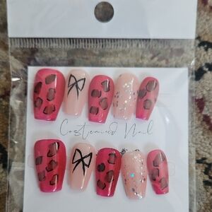 Pink Leopard Print Press-On Nails